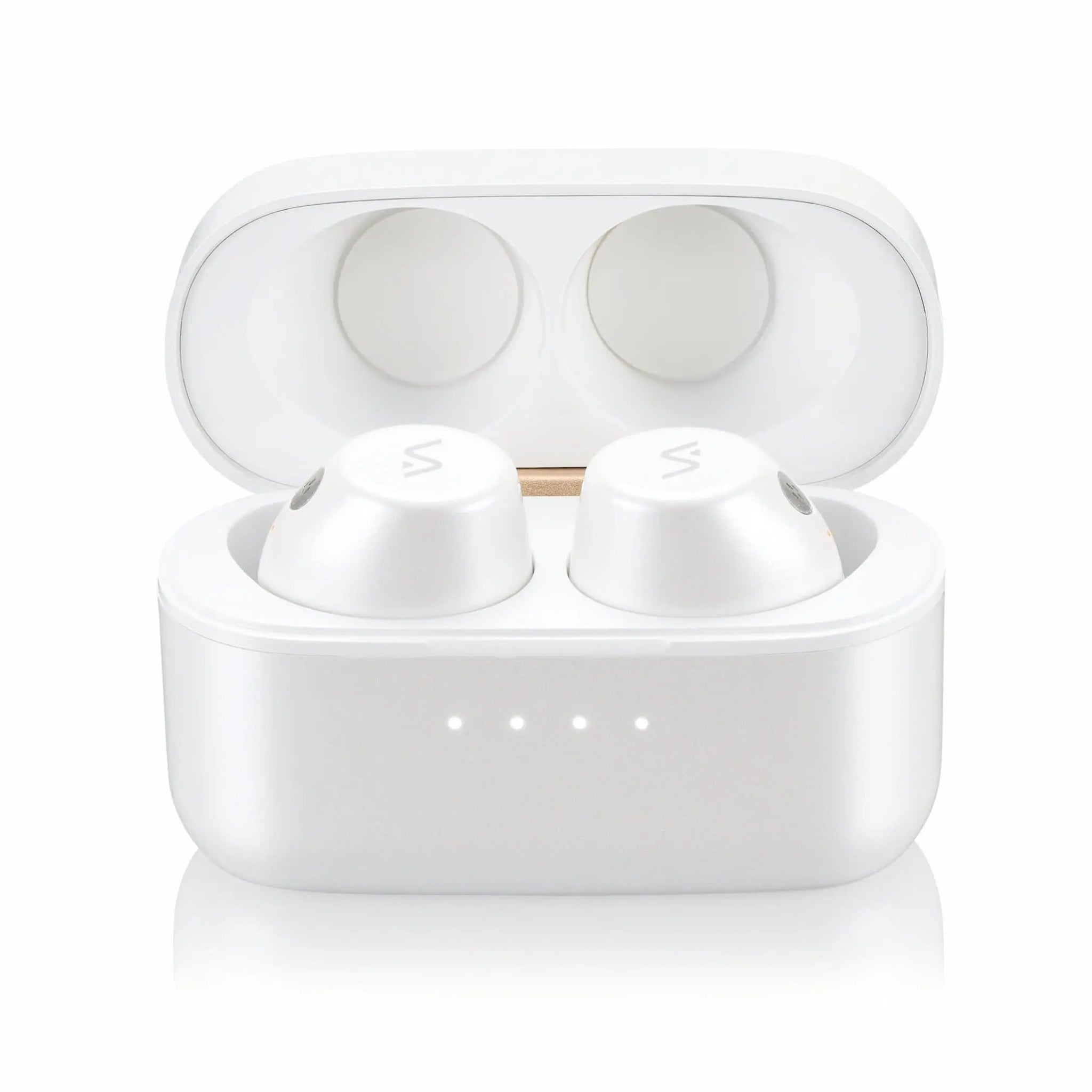 <img src=" Crystal 5A  Earbuds white Crystal 5A.jpg "alt="a pair of white earbuds flash red light">